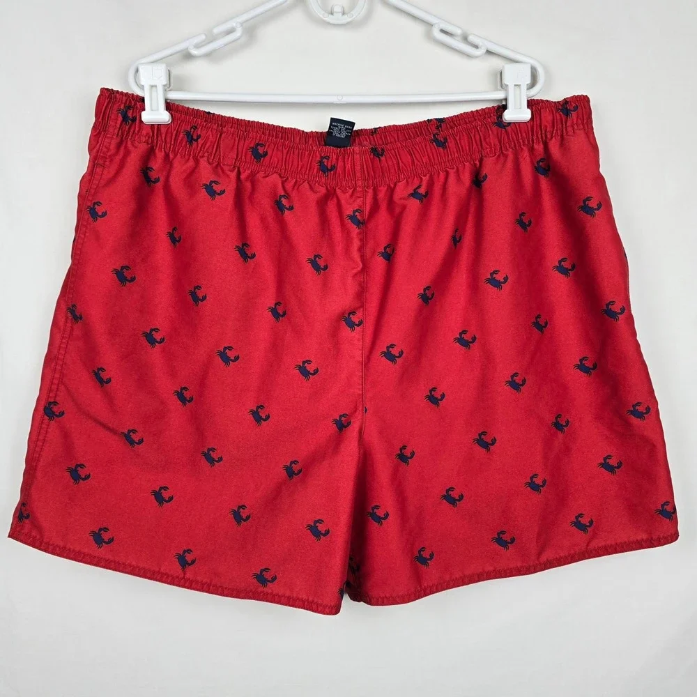 Brooks Brothers Mens XL Red Crab Print Swim Trunks Mesh Lined Board‎ Shorts